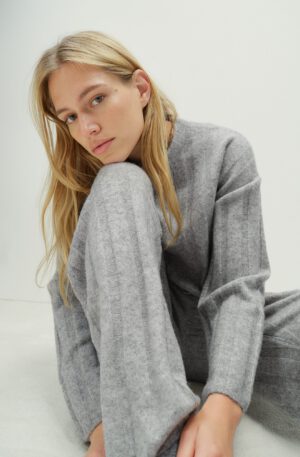 wool blend rib knit pants