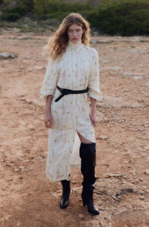 linen blend tie belt dress