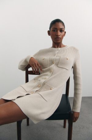 pocket front knit dress