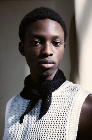 pointelle knit scarf