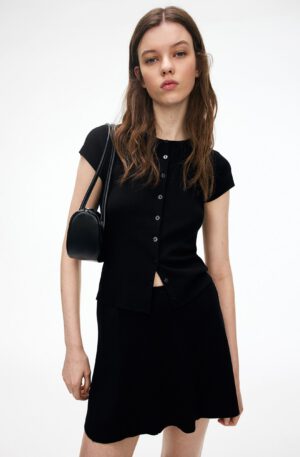 fine knit short sleeve cardigan